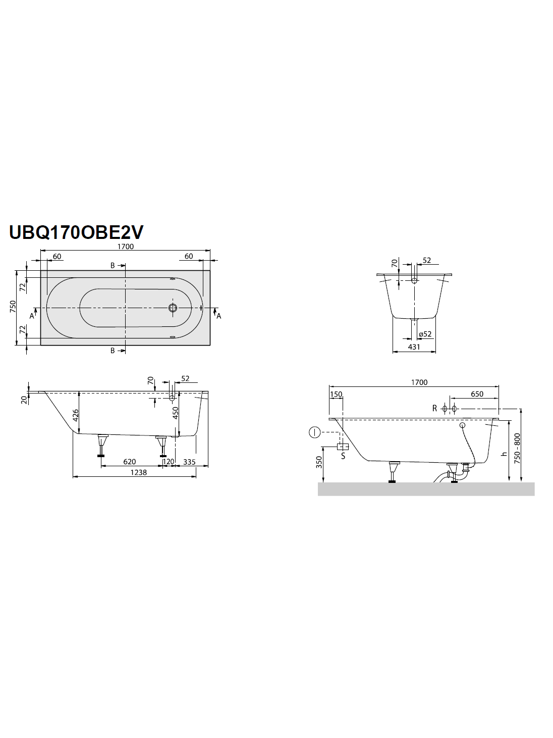 Vonia Villeroy & Boch Oberon 170x75 cm 6