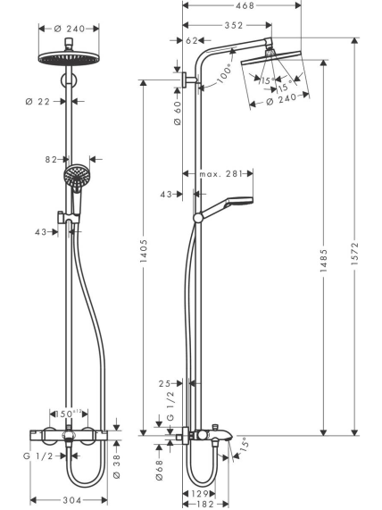 Vonios sistema Hansgrohe Crometta S Showerpipe 240 3