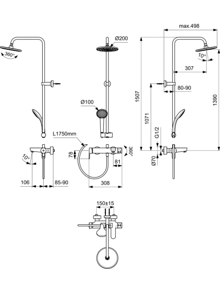 Vonios/dušo sistema Ideal Standard Ceraline O, BC749XG 4 Vonios/dušo sistema Ideal Standard Ceraline O, BC749XG 4