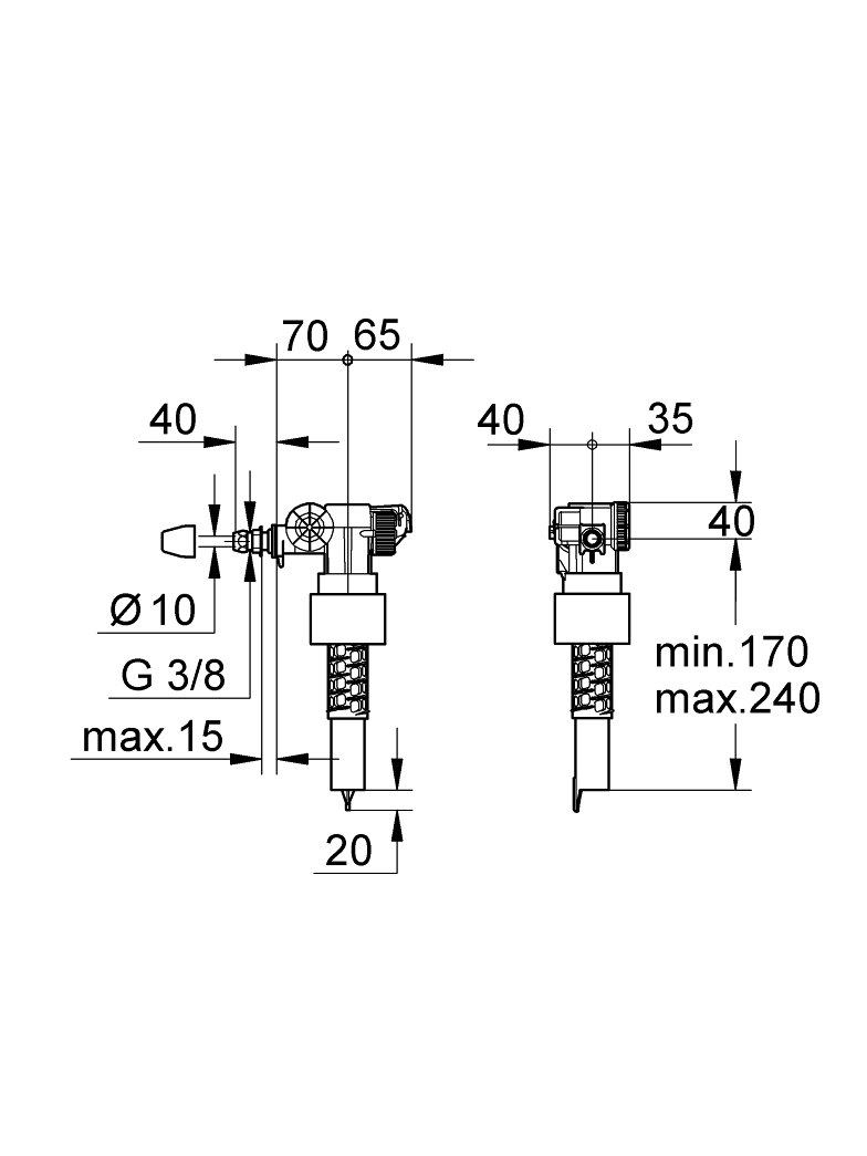 WC bakelio Grohe pripylimo mechanizmas, 37095000 1