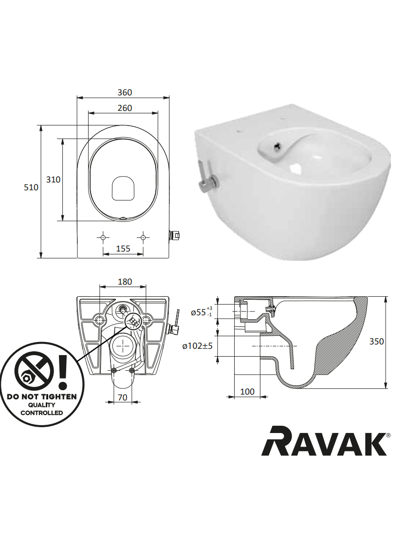 Pakabinamas klozetas su bidė funkcija Ravak Uni Chrome Rimoff 1 Pakabinamas klozetas su bidė funkcija Ravak Uni Chrome Rimoff 1